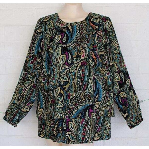 J. Jill Tops - J. Jill M L Jewel Tone Vintage Paisley Print Layered Look Long Sleeve Tunic Top